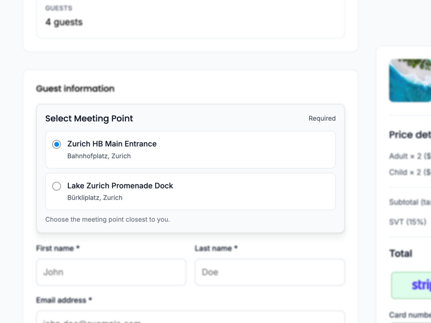 Guide meeting guests at a tour meeting point
