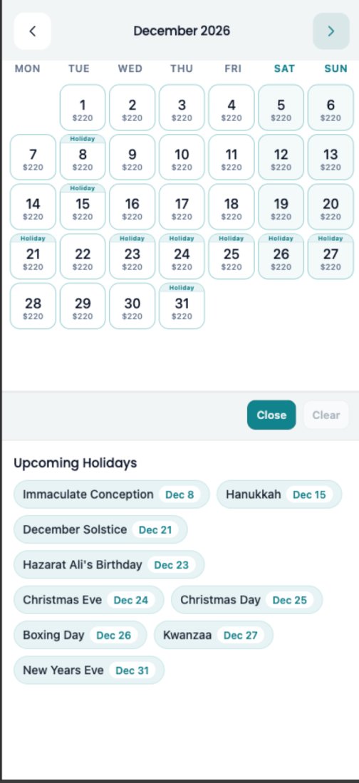 Placeholder — date and guest picker on mobile