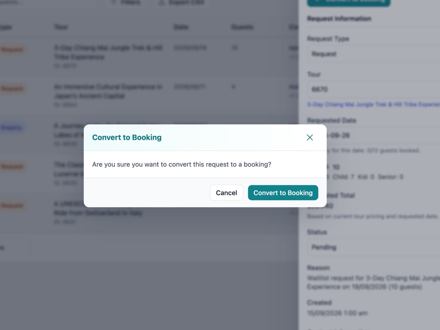 Custom private trip planning conversation